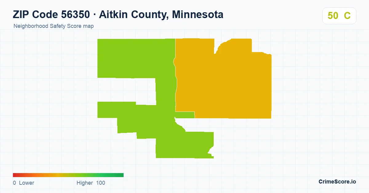ZIP Code 56350 in Aitkin County, Minnesota neighborhood Safety Score map