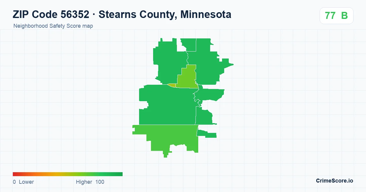ZIP Code 56352 in Stearns County, Minnesota neighborhood Safety Score map
