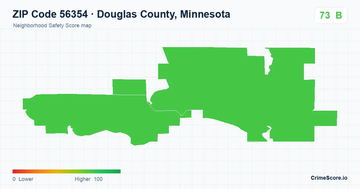 ZIP Code 56354 in Douglas County, Minnesota neighborhood Safety Score map