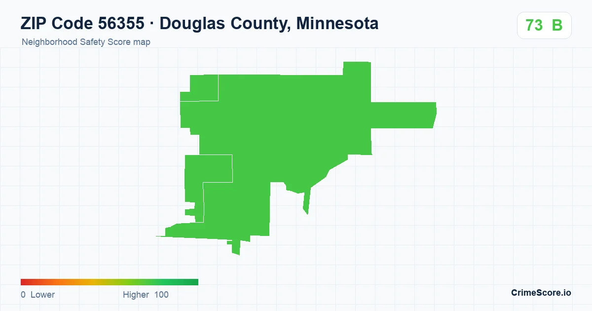 ZIP Code 56355 in Douglas County, Minnesota neighborhood Safety Score map