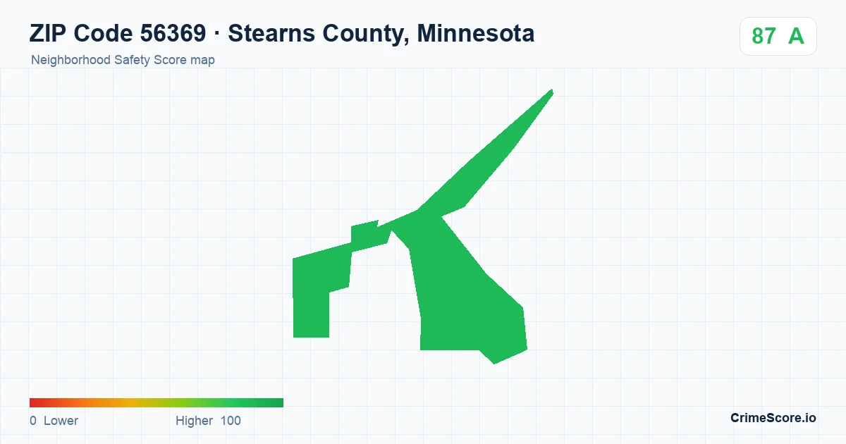 ZIP Code 56369 in Stearns County, Minnesota neighborhood Safety Score map