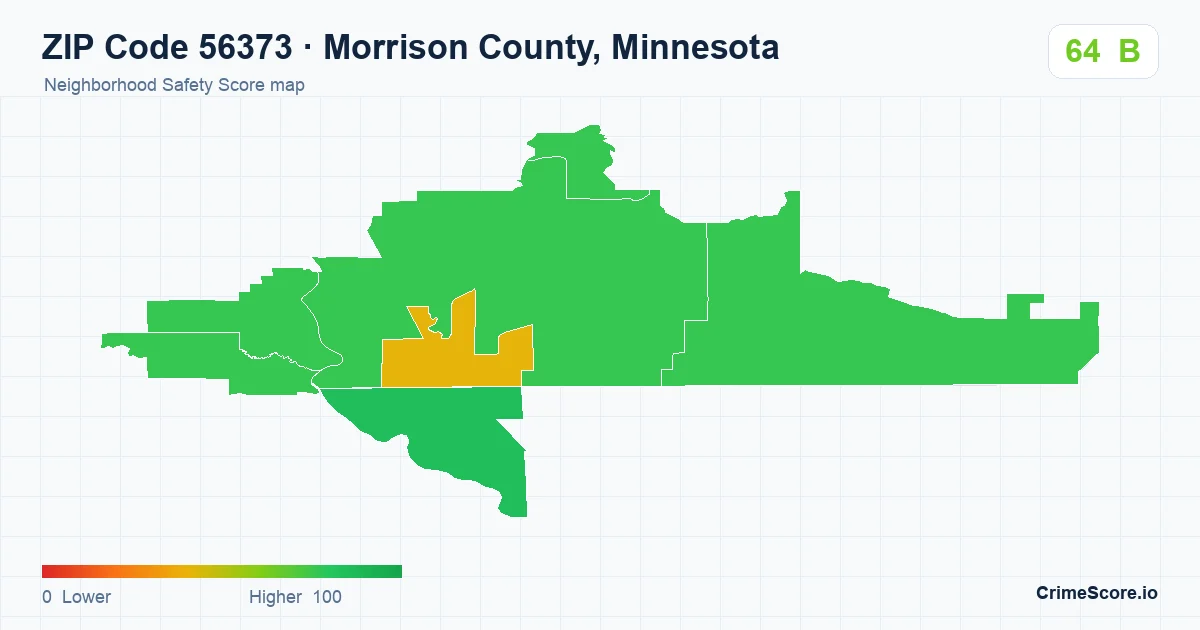 ZIP Code 56373 in Morrison County, Minnesota neighborhood Safety Score map