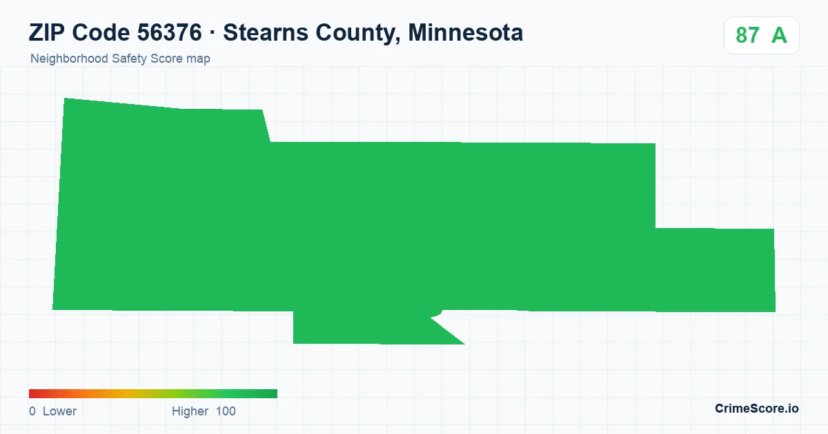ZIP Code 56376 in Stearns County, Minnesota neighborhood Safety Score map
