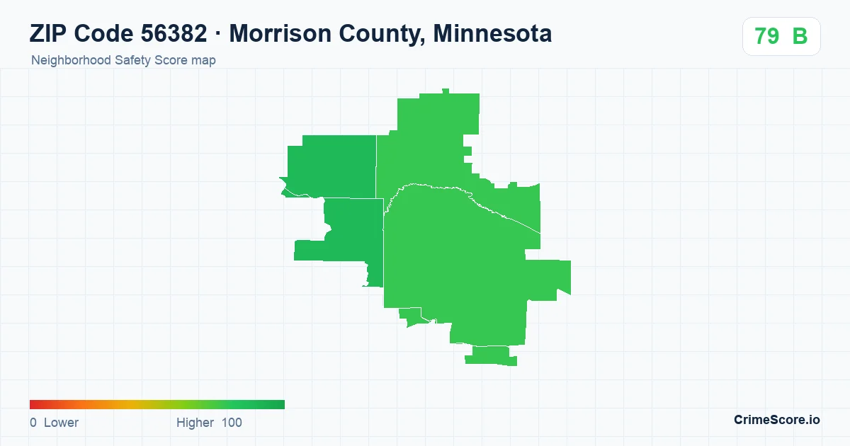 ZIP Code 56382 in Morrison County, Minnesota neighborhood Safety Score map