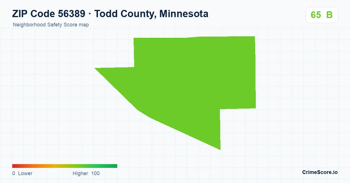 ZIP Code 56389 in Todd County, Minnesota neighborhood Safety Score map