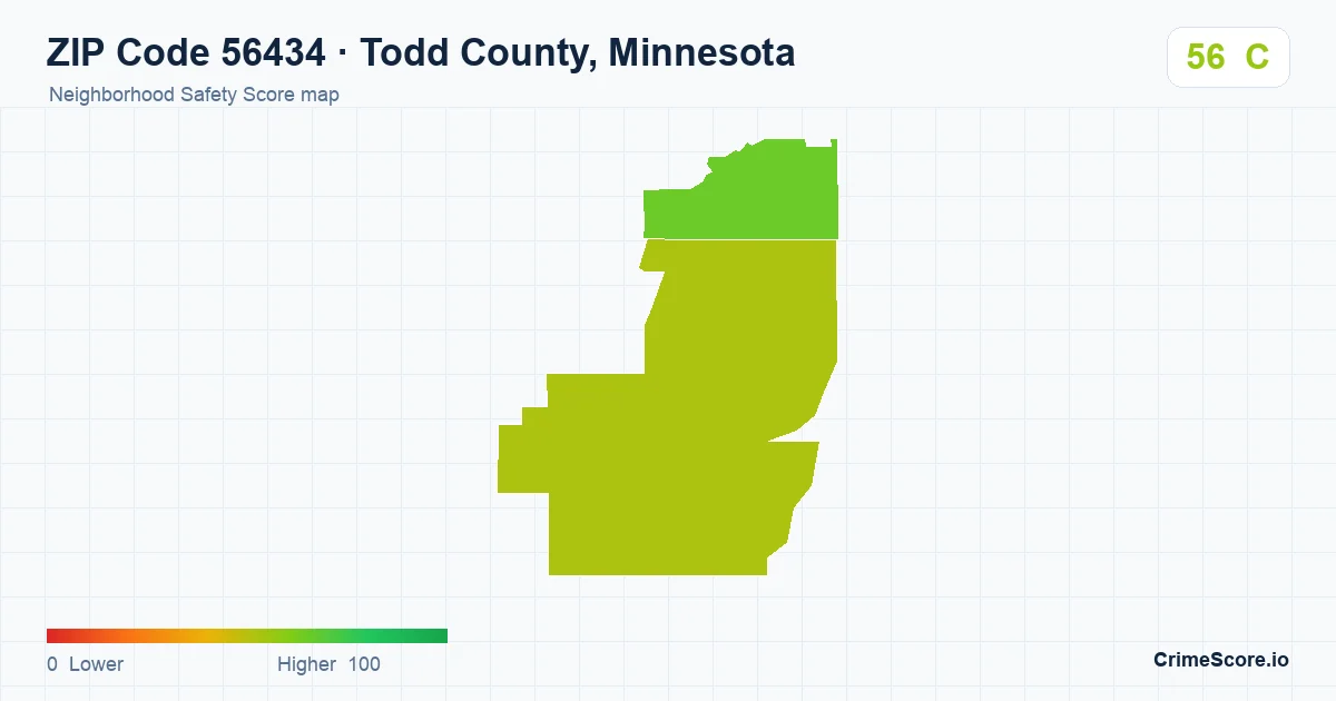 ZIP Code 56434 in Todd County, Minnesota neighborhood Safety Score map