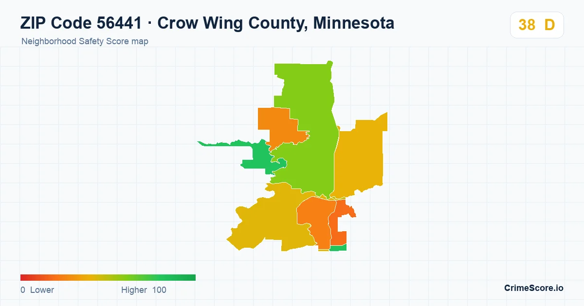 ZIP Code 56441 in Crow Wing County, Minnesota neighborhood Safety Score map