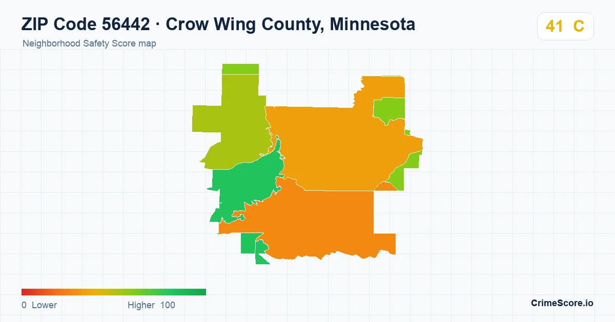 ZIP Code 56442 in Crow Wing County, Minnesota neighborhood Safety Score map