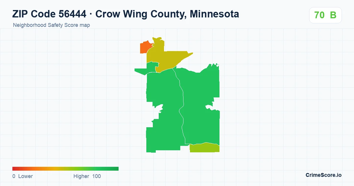 ZIP Code 56444 in Crow Wing County, Minnesota neighborhood Safety Score map