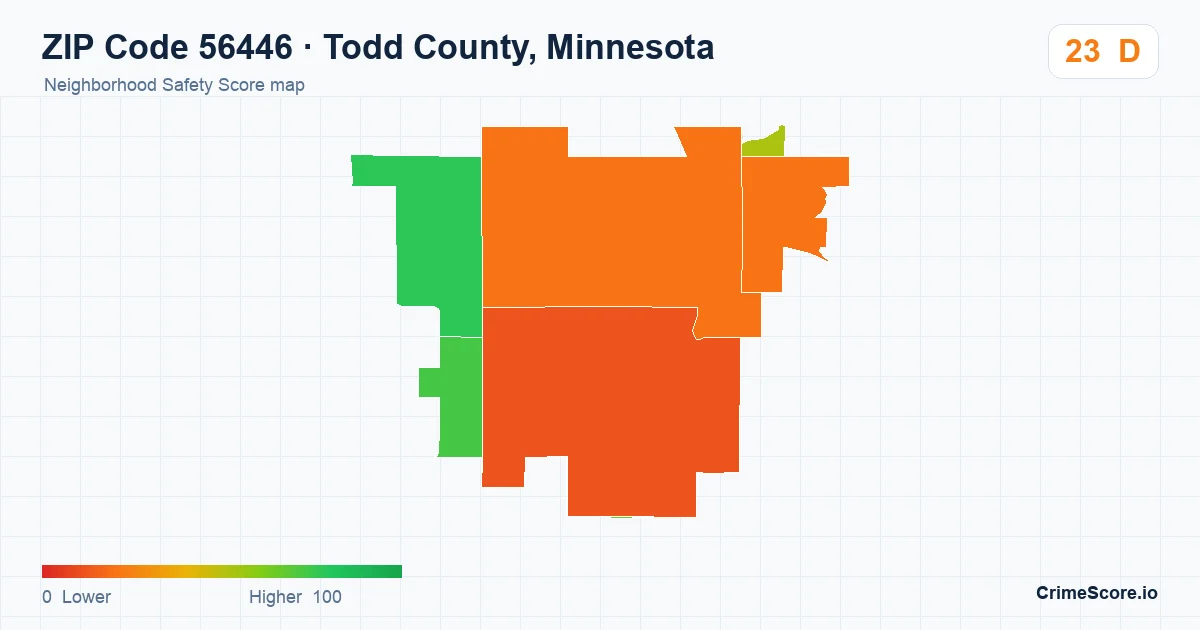 ZIP Code 56446 in Todd County, Minnesota neighborhood Safety Score map