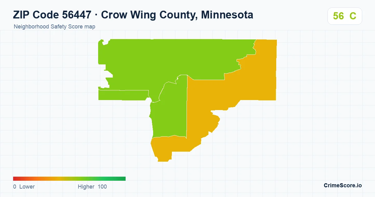 ZIP Code 56447 in Crow Wing County, Minnesota neighborhood Safety Score map