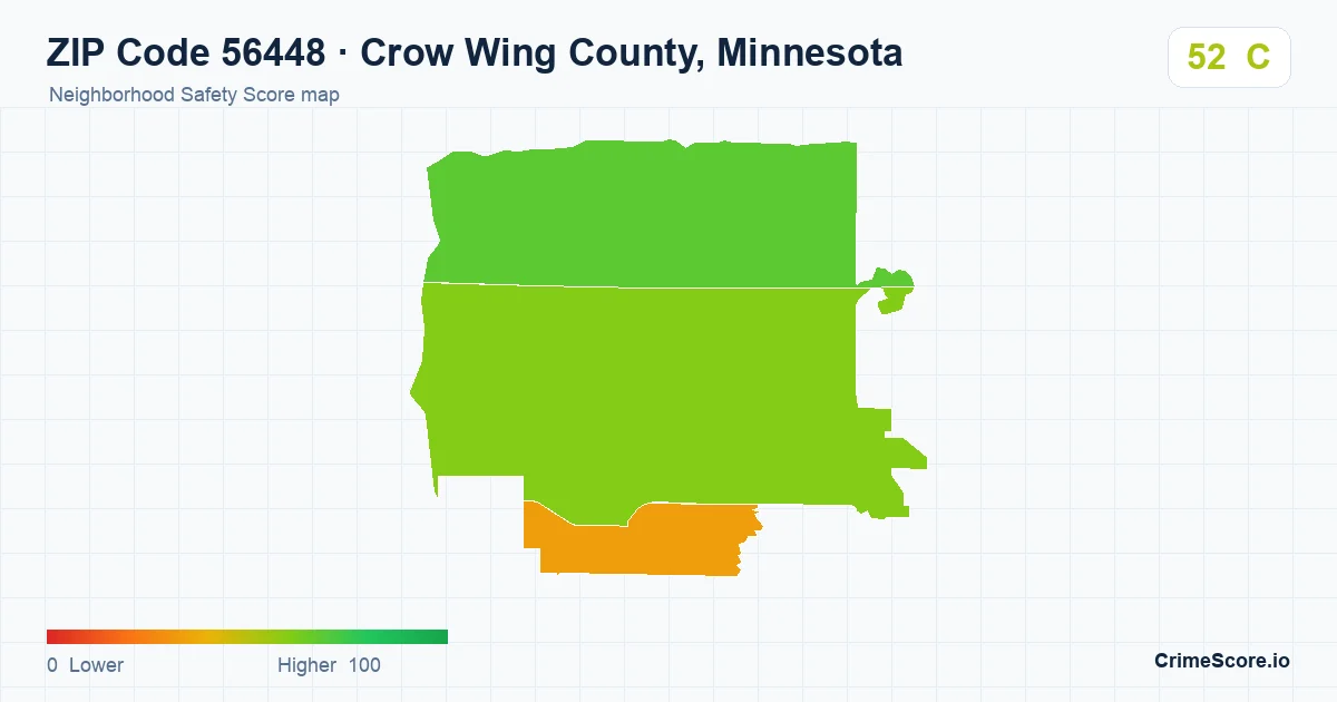 ZIP Code 56448 in Crow Wing County, Minnesota neighborhood Safety Score map