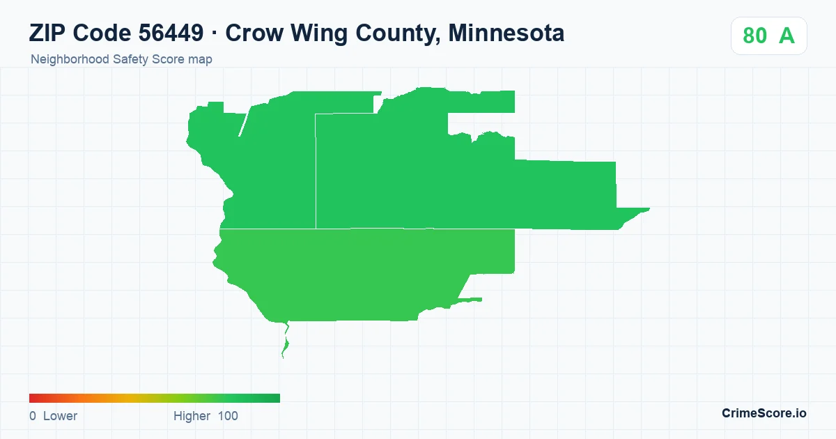 ZIP Code 56449 in Crow Wing County, Minnesota neighborhood Safety Score map