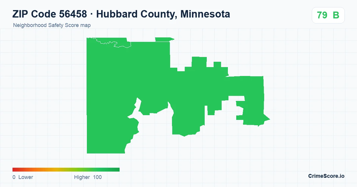 ZIP Code 56458 in Hubbard County, Minnesota neighborhood Safety Score map