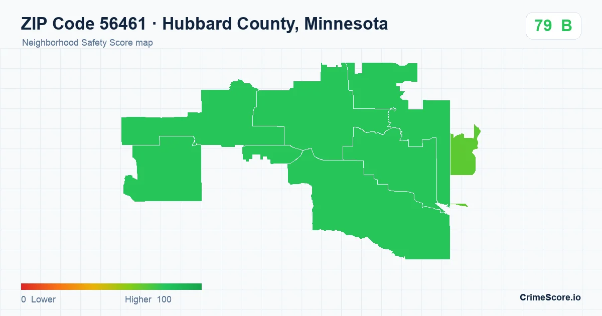 ZIP Code 56461 in Hubbard County, Minnesota neighborhood Safety Score map