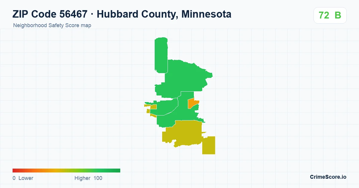 ZIP Code 56467 in Hubbard County, Minnesota neighborhood Safety Score map
