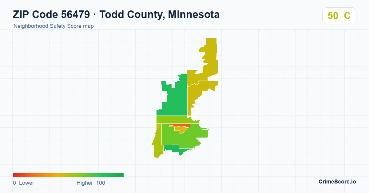 ZIP Code 56479 in Todd County, Minnesota neighborhood Safety Score map