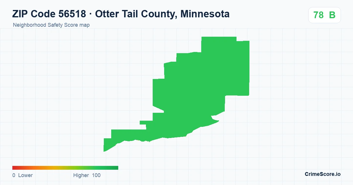 ZIP Code 56518 in Otter Tail County, Minnesota neighborhood Safety Score map