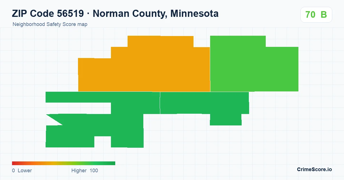 ZIP Code 56519 in Norman County, Minnesota neighborhood Safety Score map