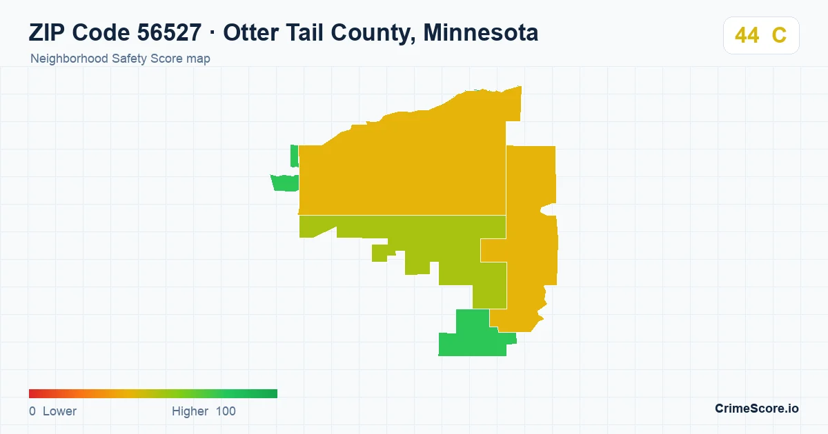 ZIP Code 56527 in Otter Tail County, Minnesota neighborhood Safety Score map