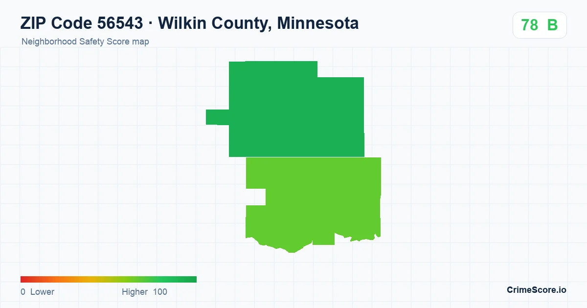 ZIP Code 56543 in Wilkin County, Minnesota neighborhood Safety Score map