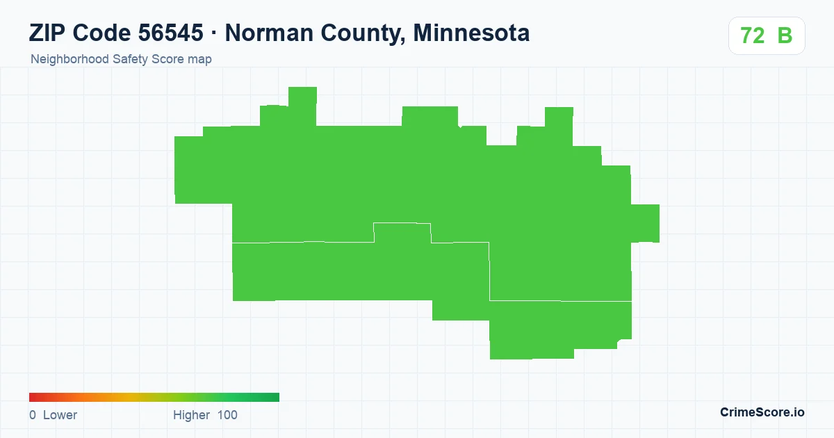 ZIP Code 56545 in Norman County, Minnesota neighborhood Safety Score map