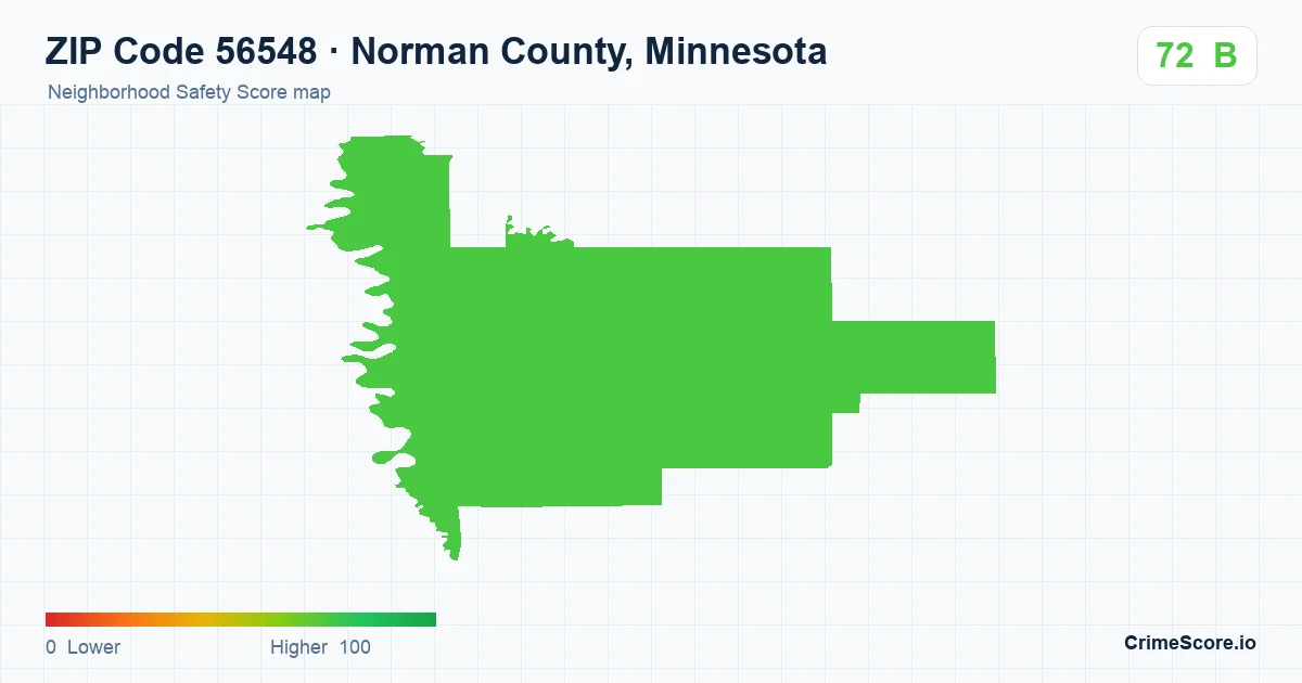 ZIP Code 56548 in Norman County, Minnesota neighborhood Safety Score map