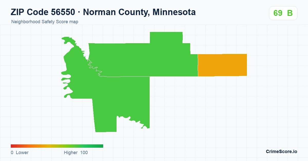 ZIP Code 56550 in Norman County, Minnesota neighborhood Safety Score map