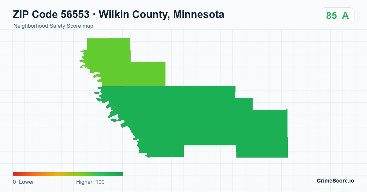 ZIP Code 56553 in Wilkin County, Minnesota neighborhood Safety Score map