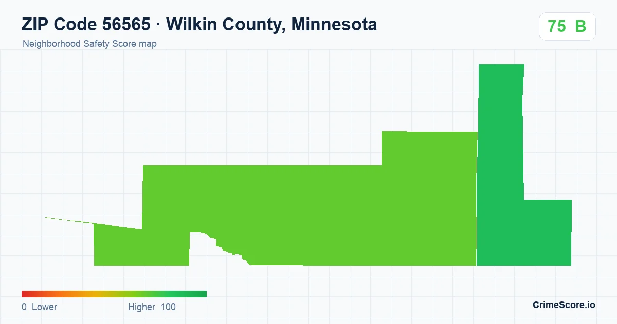 ZIP Code 56565 in Wilkin County, Minnesota neighborhood Safety Score map