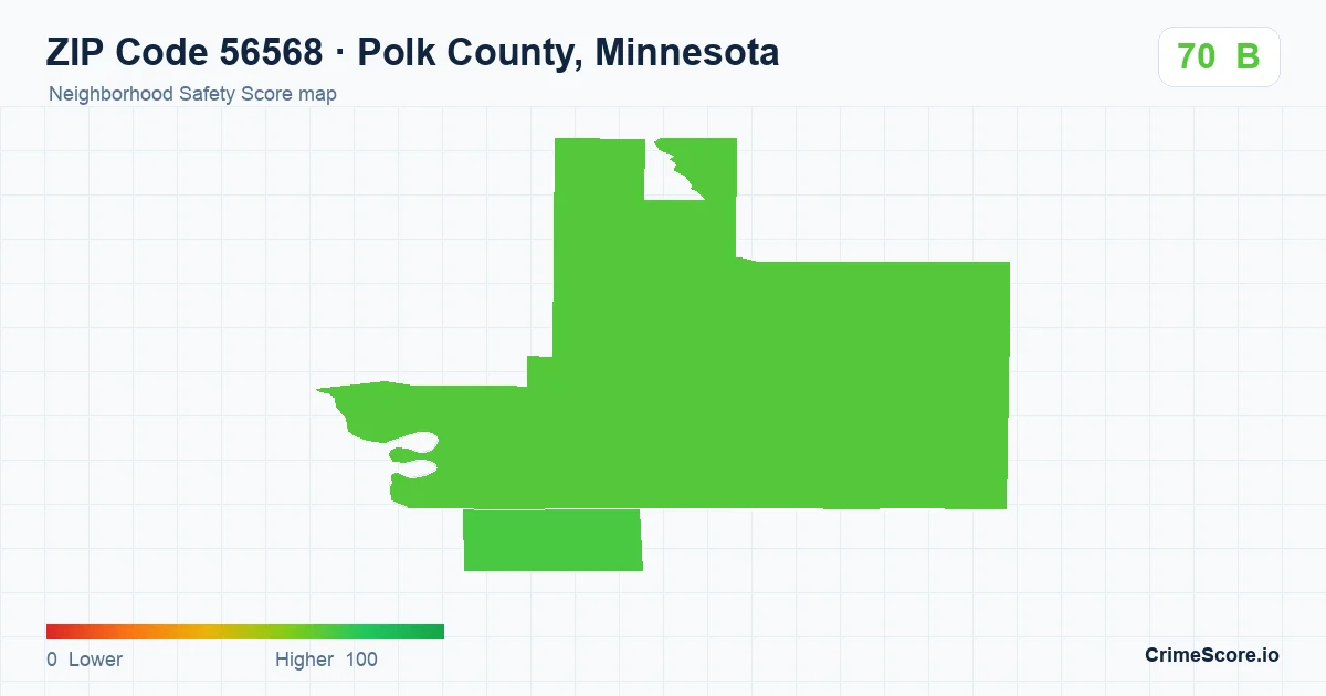 ZIP Code 56568 in Polk County, Minnesota neighborhood Safety Score map