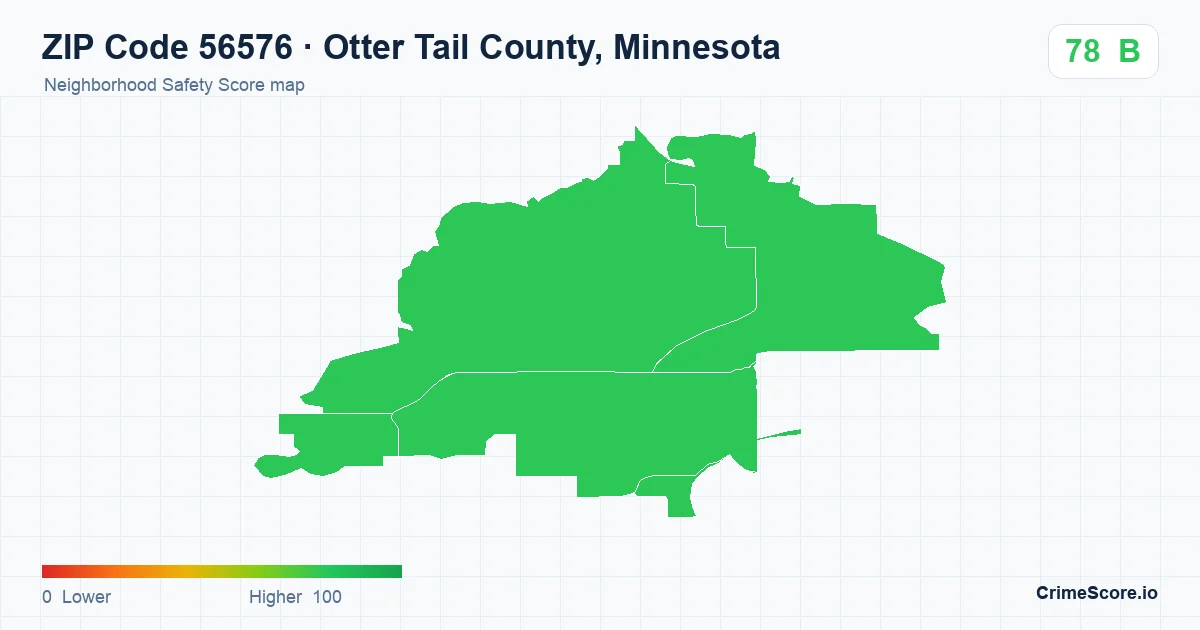 ZIP Code 56576 in Otter Tail County, Minnesota neighborhood Safety Score map