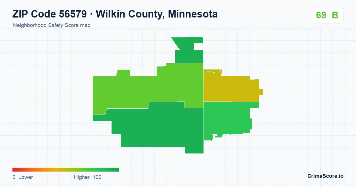 ZIP Code 56579 in Wilkin County, Minnesota neighborhood Safety Score map