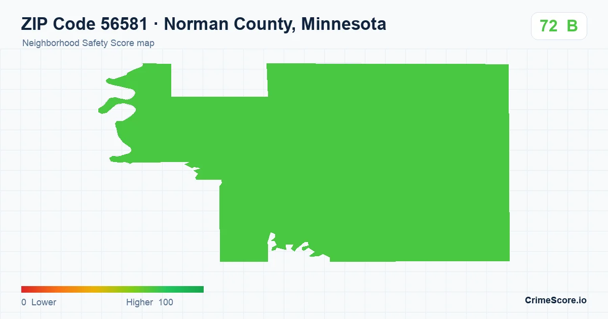 ZIP Code 56581 in Norman County, Minnesota neighborhood Safety Score map