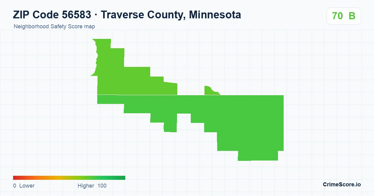 ZIP Code 56583 in Traverse County, Minnesota neighborhood Safety Score map
