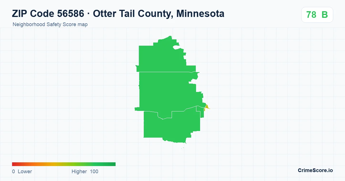 ZIP Code 56586 in Otter Tail County, Minnesota neighborhood Safety Score map