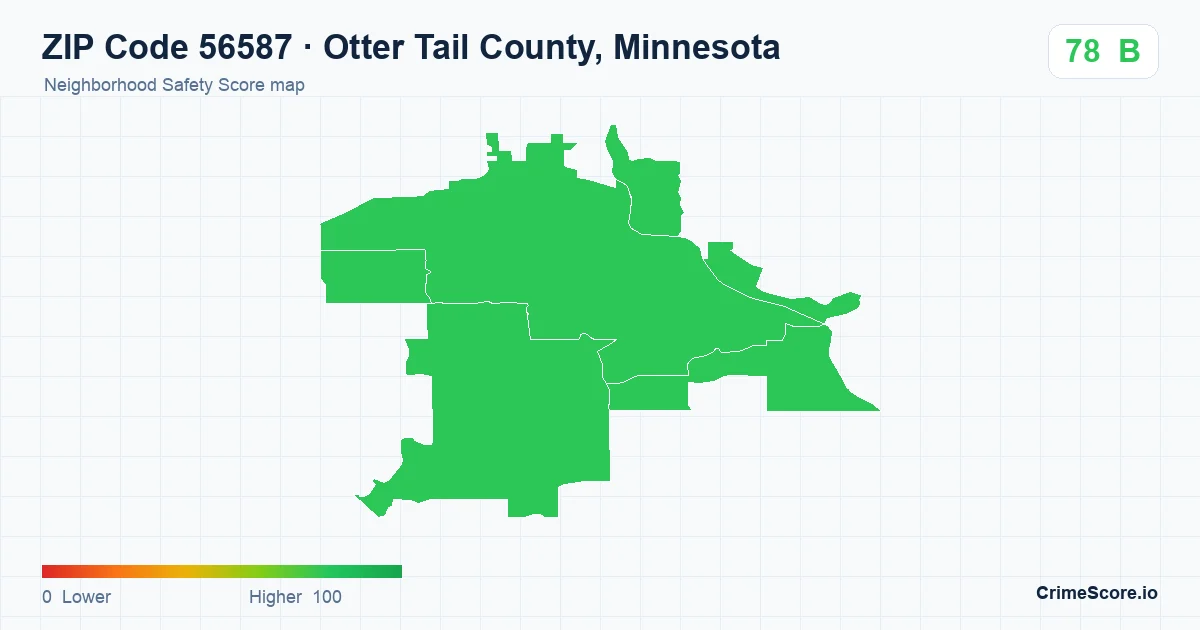 ZIP Code 56587 in Otter Tail County, Minnesota neighborhood Safety Score map