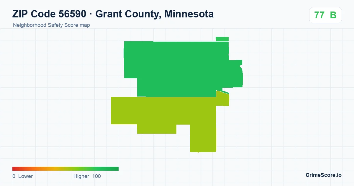 ZIP Code 56590 in Grant County, Minnesota neighborhood Safety Score map