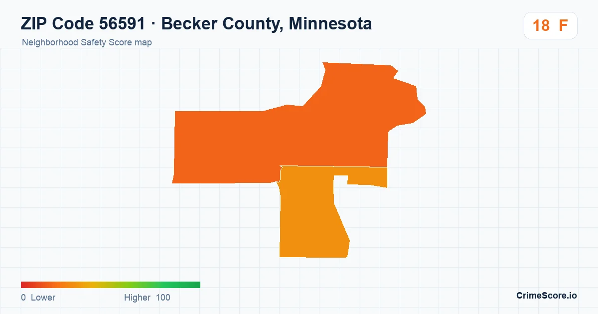 ZIP Code 56591 in Becker County, Minnesota neighborhood Safety Score map
