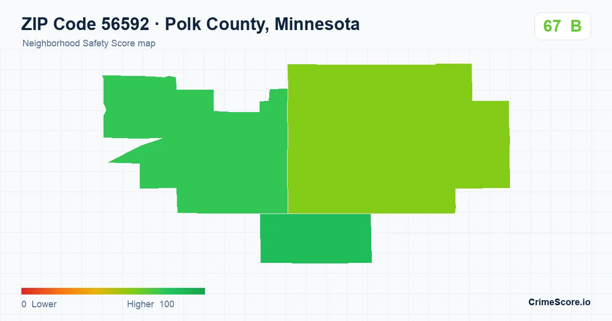 ZIP Code 56592 in Polk County, Minnesota neighborhood Safety Score map