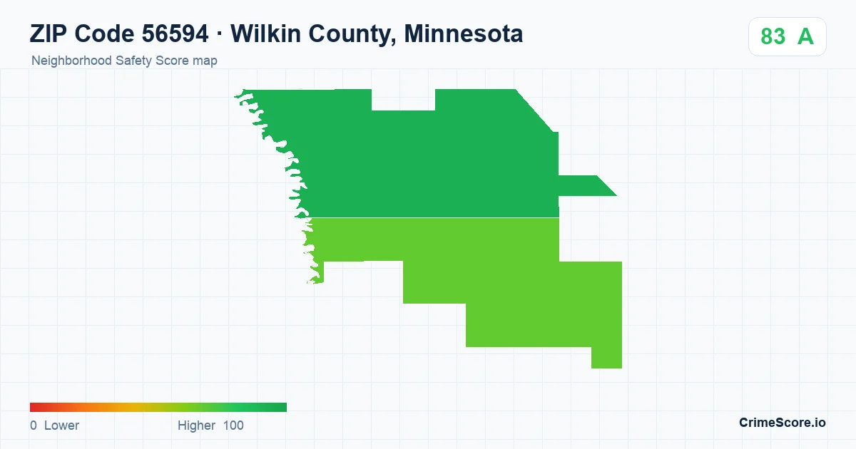 ZIP Code 56594 in Wilkin County, Minnesota neighborhood Safety Score map
