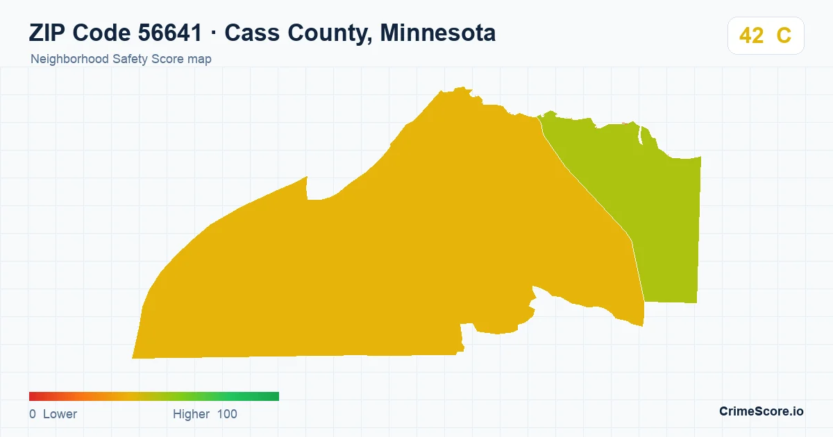 ZIP Code 56641 in Cass County, Minnesota neighborhood Safety Score map