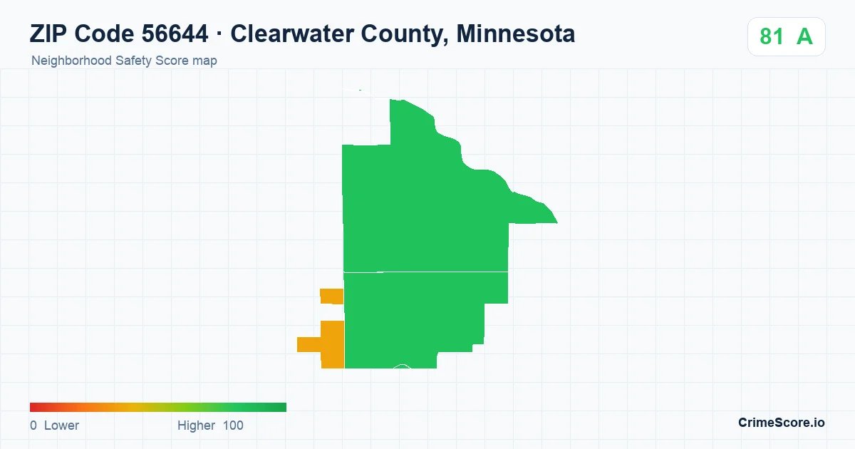 ZIP Code 56644 in Clearwater County, Minnesota neighborhood Safety Score map