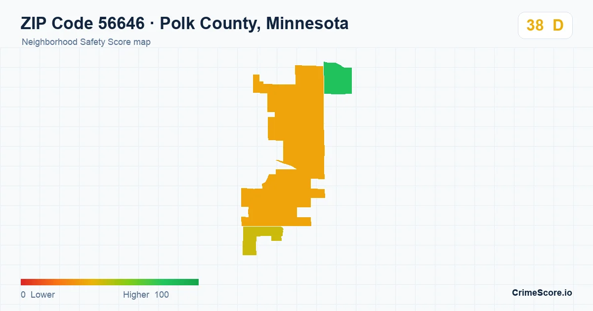 ZIP Code 56646 in Polk County, Minnesota neighborhood Safety Score map
