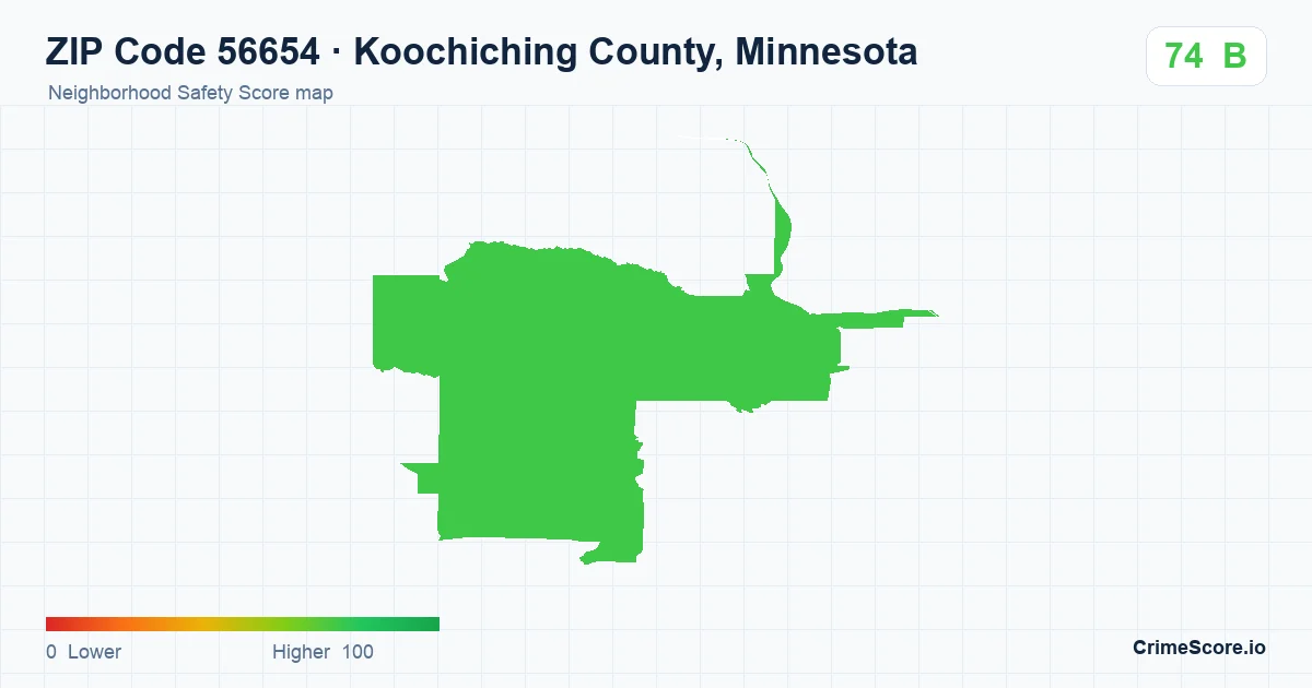 ZIP Code 56654 in Koochiching County, Minnesota neighborhood Safety Score map