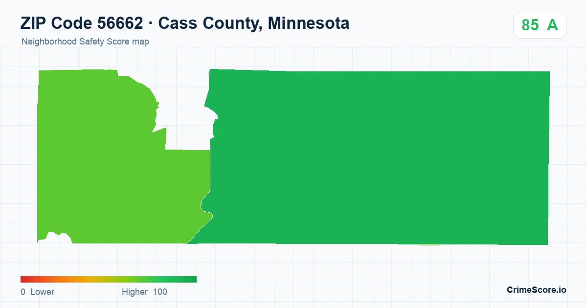 ZIP Code 56662 in Cass County, Minnesota neighborhood Safety Score map