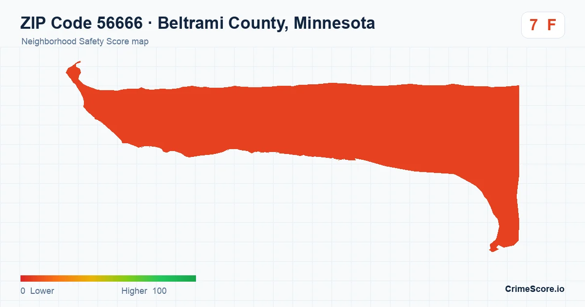 ZIP Code 56666 in Beltrami County, Minnesota neighborhood Safety Score map