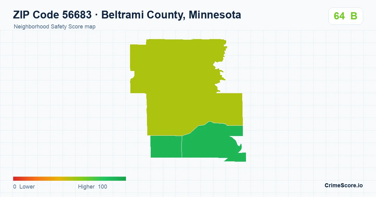 ZIP Code 56683 in Beltrami County, Minnesota neighborhood Safety Score map
