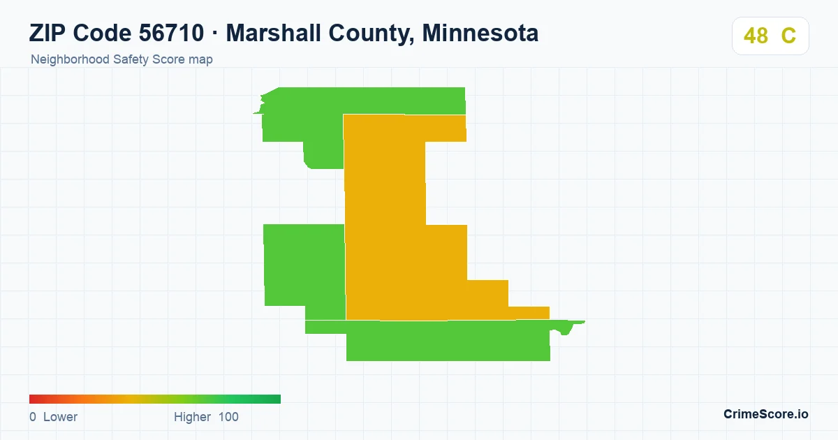 ZIP Code 56710 in Marshall County, Minnesota neighborhood Safety Score map