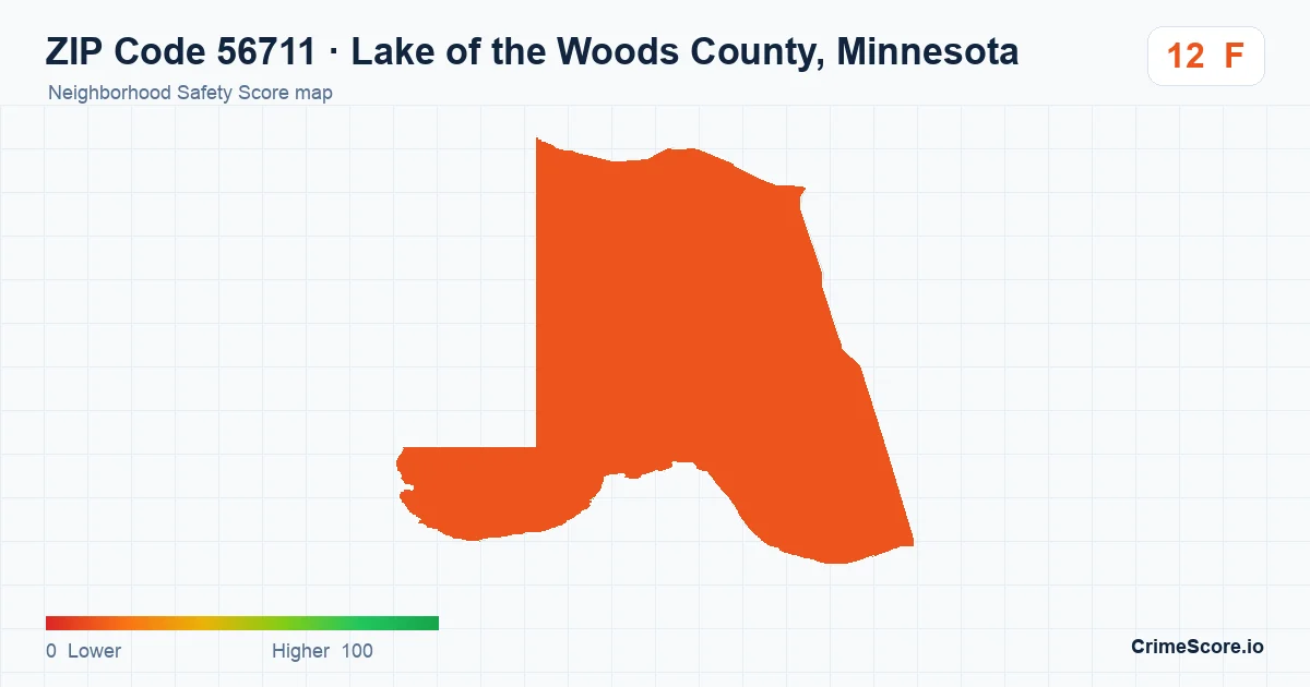 ZIP Code 56711 in Lake of the Woods County, Minnesota neighborhood Safety Score map